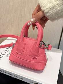 1pc Cute Girl Niche High-End Girl Bag New Candy Color Mini Cute Shell Bag Can Be Cross-Body Handbag Small Bag Litchi Pattern Pu Material Fashionable Girl Bag Is Very Suitable For Taking Out To Play And Can Also Be Given As A Gift To Friends
