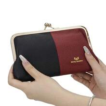 Royal Bagger RFID Contrast Clutch Purses For Women, Leather Evening Bag With Kiss Lock, Multi Layer Mobile Phone Wallet - Black Red - View 11