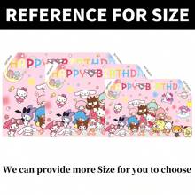 Sanrio 1PC Cute Cartoon Pink Sanrio Character Series Theme Birthday Party Decoration Background (210 * 150/150 * 100/100 * 75CM) Hello Kitty Kuromi Yuguigou Photography Background Party Cake Table Supplies Decoration Background Cloth Banner Perfect Decoration Birthday Party Room Wall Background Cloth Photo Pavilion Studio Props