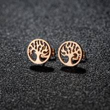 1Pair Bohemian Tree Of Life Stud Earring For Women Stainless Steel Ancient Tree Earrrings Jewelry Birthday Gift
