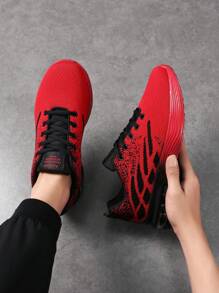 scarpe sportive con suola ammortizzata intrecciata, adatti per fitness, palestra, jogging, camminata e sport all'aperto - Rosso e nero - Visualizzare 5