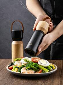 1pc/2pcs/3pcs Wooden Pepper Grinder Manually Operated Peppercorn, Coriander, Salt Grinder Bottle For Home Kitchen, Seasoning Jar For Western Style Cooking