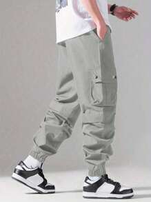 Shendy Vendy Pantalones Jogger Con Puños Y Cintura Elástica Con Cordón Y Bolsillos Inclinados Sueltos Para Hombre