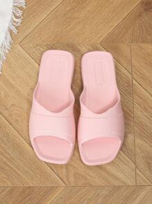 Plus Size Women's Flat Sandals, Sexy Elegant Minimalist Non-Slip Summer Fashion Slides, Black - Pink - View 6