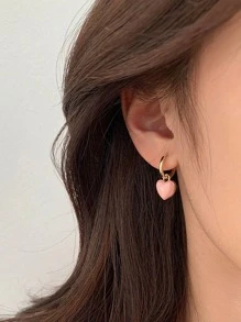 2 件双面泪珠心形耳环适合女性，日常佩戴，约会，度假，婚礼，女性日常佩戴，各种节日礼物，毕业礼物，学生礼物，返校礼物，教师礼物