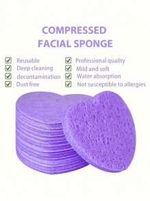 20/10/5/2 piezas Almohadillas comprimidas con forma de corazón para limpieza facial, herramienta de limpieza facial con esponja exfoliante