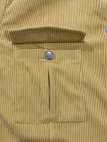 Plus Size Women Corduroy Classic Retro Collar Button Pocket Utility Jacket - Yellow - View 4
