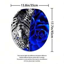 4pcs Blue Flowers And Leopard Shower Curtain Gift Modern Home Bathroom Decoration Curtain And Toilet Floor Mat 3-Piece Set With 12 Shower Curtain Hooks Fall Decor Bathroom Accessories Back To School