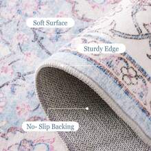 Washable Rugs Living Room Short Pile Area Rugs For Living Room Outdoor Rug Modern Vintage Classic Rug Non Slip Rug For Bedroom Home Decor Office Carpet - Light Blue - View 6