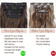 Megito Hair Extensions Clip In 4PCS Hair Extension Long Wavy Full Head 20Inch Clip In Hair Extension Synthetic Fiber Hair Pieces For Women - Ash Brown with Highlights - 查看 9