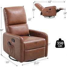 Comfy Swivel Glider Recliner Chair For Adults – Ideal Nursing, Living Room & Bedroom Armchair - 棕色 - 查看 3