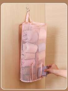 1pc Hanging Underwear Storage Bag , Single/Double Barrel Sock Underwear Storage Bag , Sock Storage Bag , Student Wardrobe Hanging Organiser Mesh Pocket