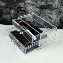 10x18.5x9cm Acrylic Makeup Organizer With 2 Drawers For Transparent Storage - Tra - View 4