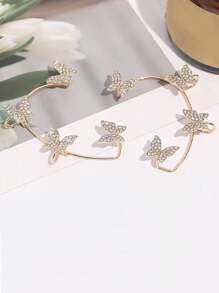 1 Pc Fashionable Women's Vacation Right Ear Golden Yellow Super Flashing Butterfly Ear Clip Ear Hanger
