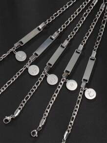 1 件个性化新颖阿拉伯字母手链首饰女孩字母手链首饰适合生日、日常搭配、时尚阿拉伯字母首饰