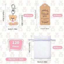 40 set di omaggi per festeggiamenti festa di nascità, regali per gli ospiti, inclusi portachiavi a forma di animali, sacchetti di organza e cartellini di ringraziamento, per festa a tema, compleanno di bambini, battesimo femmina/battesimo maschio