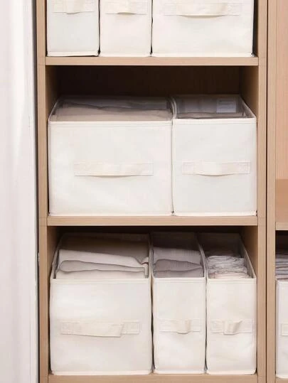 1pc Solid Color Narrow Long Clothes Storage Box, Rectangular Drawer Style Fabric Closet Organizer