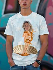 Crie sua própria Camiseta Personalizada com Foto 3D Estampada, Camisetas de Moda Personalizadas, Camiseta Personalizada com Lady Sexy, Camiseta Personalizada com Gráfico, Camisa Casual Presente - Azul - Visão 2