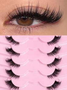 9 paia di ciglia finte naturali, stile gatto, effetto manga, con banda trasparente, corte e morbide, in faux mink 3D, soffici e vaporose, accessori per estensione ciglia
