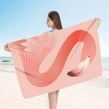 1pc Oversized Flamingo Printed Beach Towel, Extra Large Ultra Soft Quick Dry Beach Blanket - Skin-Friendly And Portable, Suitable For Fun Trips, Yoga, Picnics And Pool Parties