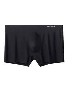 3 piezas Calzoncillos deportivos y de fitness para hombres con transparencia que expone los glúteos, de seda de hielo con estampado de letras, de cintura baja, sin costuras / Pantalones de 4 esquinas