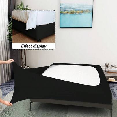 1 件牛奶丝裹身床裙，纯色或印花，四面弹力床裙，适合卧室家居装饰