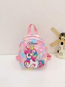 Mochila mini personalizable, regalo de vuelta al colegio, con nombre personalizado o mensaje festivo. Mochila mini con patrón de unicornio arcoíris. Se puede personalizar con tu nombre, texto, números, etc. Esta es una mochila ligera, muy adecuada para niños y niñas en la vida diaria, ir de compras, viajar, ir a la escuela. Perfecta para Navidad, Acción de Gracias - Multicolor - Ver 9