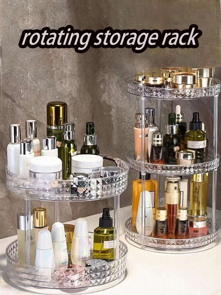 3-Tier 360° Rotating Storage Rack, Multifunctional Desktop Organizer, Cosmetics/Bathroom/Kitchen Storage Shelf, Display Stand - Multicolor - View 1