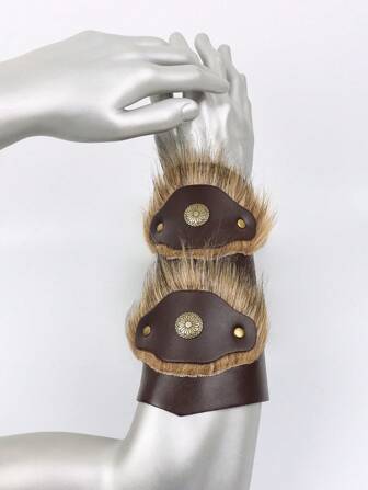 中世纪骑士风格 PU 皮革腕带 维京战士风格宽腰带 角色扮演复古配饰