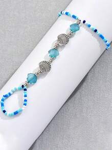 1/2 piezas Tobillera bohemia de verano con cuentas, cadena elástica de tobillo tejida con conchas marinas y cuentas, cadena para el Body personalizada de resort