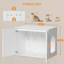 Danolapsi Cat Litter Box Enclosure,Hidden Litter Box Furniture With Double Room,Wooden Litter Box Enclosure Furniture,Indoor Cat House Cat Washroom Furniture Side End Table TV Stand - White - View 3