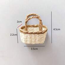 1pc Mini Geweven Mand Poppenrekwisiet, Kleine Handgemaakte Papieren Rotan Mand, Decoratieve Meubel Accessoire Pop