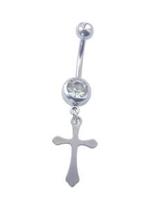 1 件吊坠十字肚脐环不锈钢肚脐穿刺身体首饰