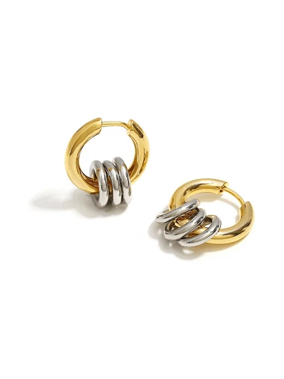 2st 18K guldpläterade örhängen i rostfritt stål för kvinnor, roterande förmögenhetsdesign, dagligt slitage, festpresent