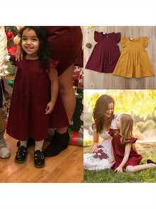 Vestido de color liso para niñas, sin mangas, holgado, estilo Y2k, hasta la rodilla - Burdeos - Ver 2