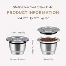 Reusable Capsules Stainless Steel Refillable Coffee Pods Compatible With Machine - Silver - View 2