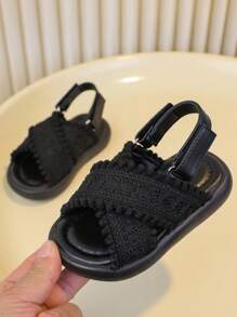 Girls Vintage Woven Sandals, Outdoor Convertible Beach Shoes With Prints, Summer