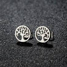 1Pair Bohemian Tree Of Life Stud Earring For Women Stainless Steel Ancient Tree Earrrings Jewelry Birthday Gift