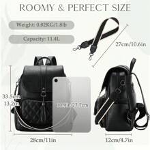 VASCHY Backpack Purse For Women Fashion Anti-Theft PU Leather Backpack Shoulder Bag Convertible 2 Ways For Travel Work, School Backpack - Black - View 3