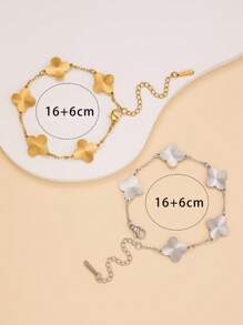 Élégant et à la mode Bracelet en acier inoxydable texturé à quatre feuilles de trèfle, convient pour un port quotidien et comme cadeau