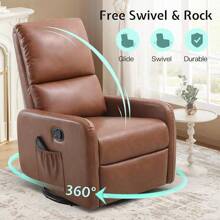 Comfy Swivel Glider Recliner Chair For Adults – Ideal Nursing, Living Room & Bedroom Armchair - 棕色 - 查看 5