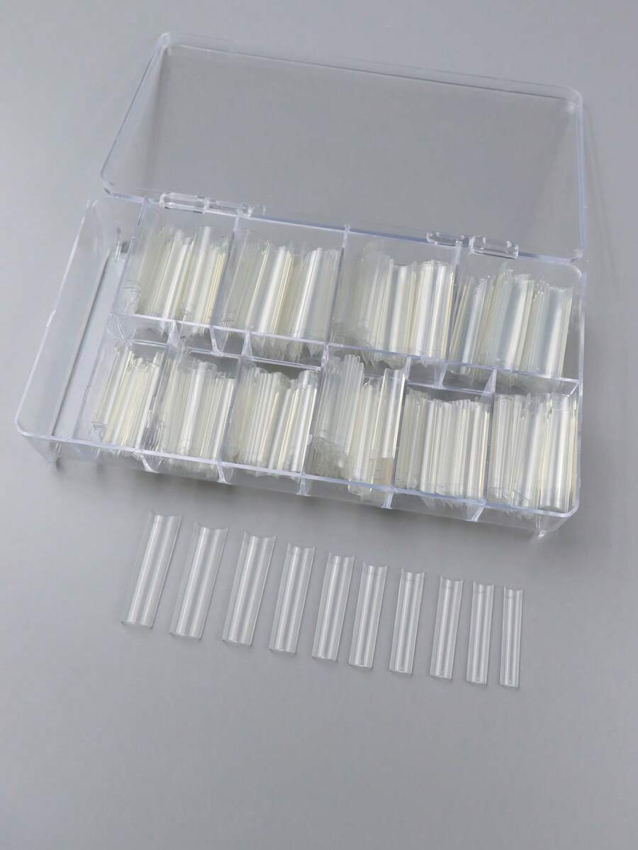 10 尺寸 500 件无 C 半帽水管钉头假长扁锥形方形钉头按压钉美甲用品钉子