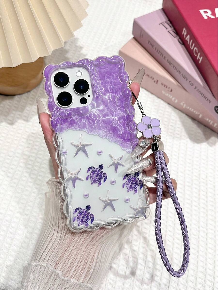 夏季手机壳海龟全息油画编织透明波边印花保护壳带链条配件,兼容 iPhone 16/iPhone 15/XR/iPhone 16 Pro Max/7P 8P/P12 Pro Max/P13 Pro Max/P14 Pro Max /P13/P14/P11/P12/P14 女式软防摔壳 XS/S/XS Max/78GES2 iPhone 15 Pro Max、iPhone 13 手机壳、iPhone 14 软壳 P12 防摔 XS 手机壳 - 彩色 - 查看 1