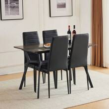 5 PC Dining Set / Wood Top Table / 4 Chairs Kitchen Table Living Room Furniture