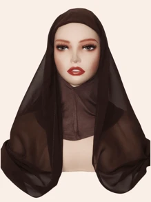 1 Set Women Soft Undercap And Chiffon Scarf Combo, Fashion Versatile Accessory, All Seasons - A - View 2