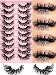 10 Pairs Luxury Dramatic 3D Fluffy Eyelashes With Wet Effect And Moisturized Feeling, Reusable False Lashes Suitable For Beginners - Cat Eye Lashes - View 1