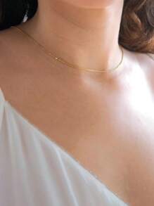 1pc Simple Elegant Faux Pearl Pendant Gold Long Back Chain For Women Charm Fashion Long Gold Necklace For Girls Sexy Beach Chain For Girls Suitable For Daily Wear And Send Good Friends Gifts - Gold - View 3