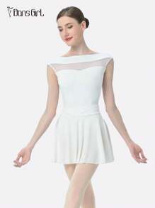 DonsGirl 1 pieza Falda midi con volantes de tela elástica suave y de malla con diseño de abertura en la cintura para ballet, danza y vestuario de animadoras de DonsGirl