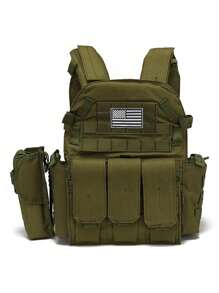 Multi-Accessories Bag + 3-In-1 Equipment Bag Hunting Vest, Gift US Flag, Made Of Waterproof, Abrasion-Resistant, Tear-Resistant Material, Training Vest Suitable For Hunting, Training, Outdoor Survival And Various Outdoor Scenarios