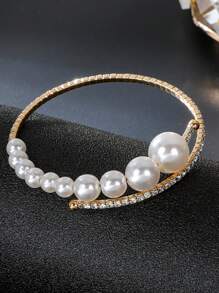 1 chiếc vòng tay thời trang đính ngọc trai giả hoàn toàn bằng đá Rhinestone, phụ kiện trang sức tinh tế phù hợp cho cả nam và nữ, lý tưởng để đeo hàng ngày và làm quà tặng - Nhiều màu - Xem 3